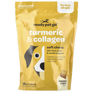 Ready Pet Go, Куркума и колаген, за кучета, всички възрасти, пиле и сирене, 90 меки дъвки, 12,7 унции (360 г)
