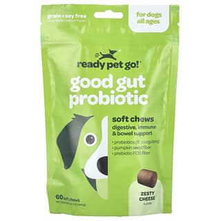 Ready Pet Go, Good Gut Probiotic, Para perros, Todas las edades, Queso picante, 60 comprimidos masticables blandos, 240 g (8,5 oz)