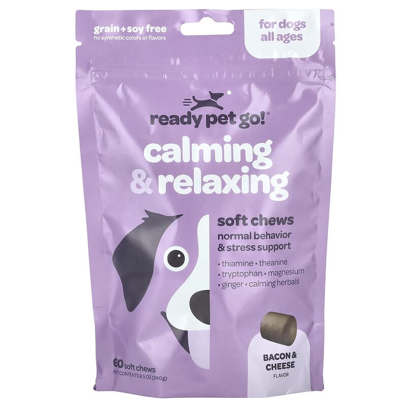 Calming Relaxing, For Dogs, All Ages, Bacon Cheese, 60 Soft