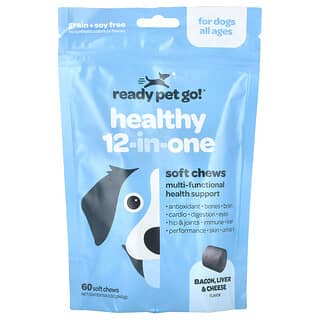 Ready Pet Go, Healthy 12-In-One, For Dogs, All Ages, Bacon, Liver & Cheese, 60 Soft Chews, 8.5 oz (240 g)