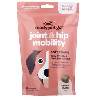 Ready Pet Go, Movilidad de las articulaciones y la cadera, Para perros, Todas las edades, Pollo a la parrilla, 60 bocadillos masticables blandos, 300 g (10,6 oz)