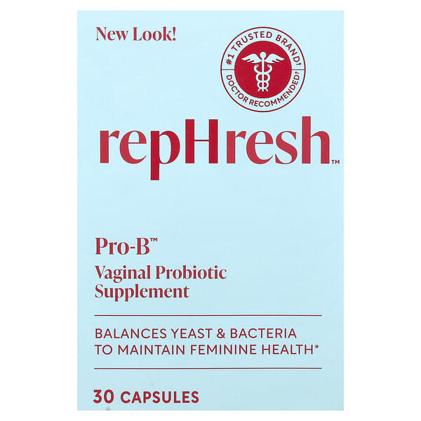 Rephresh, Pro-B™, Vaginal Probiotic Supplement, 5 Billion CFU, 30 Capsules — product photo 1