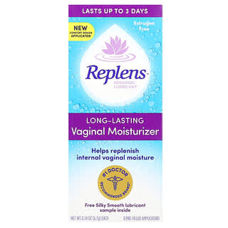 Replens, パーソナル潤滑剤、長時間持続する膣内保湿クリーム、プレフィルドアプリケーター8個、各6.7g（0.24オンス）