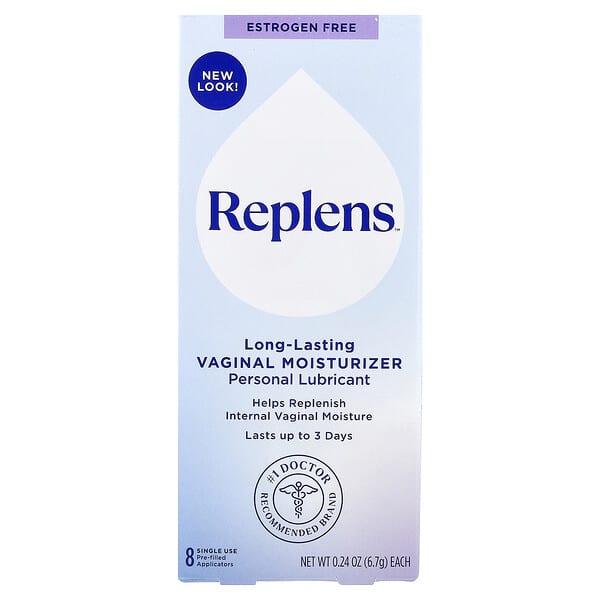 Replens, 개인 윤활제, 오래 지속되는 질 모이스처라이저, 미리 채워진 애플리케이터 8개, 개당 6.7g(0.24oz)