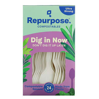 Repurpose, Ultra Strong, Compostable Spoons, ultrastark, kompostierbare Löffel, 24 Stück