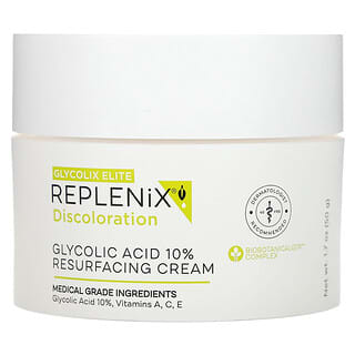 Replenix, Discoloration, Glycolic Acid 10% Resurfacing Cream, Fragrance Free, 1.7 oz (50 g)