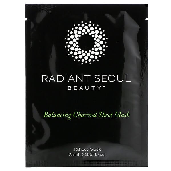 Radiant Seoul, قناع الفحم الورقي لتوازن البشرة، قناع ورقي واحد، 0.85 أونصة (25 مل)