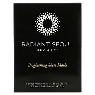 Radiant Seoul, 브라이트닝 뷰티 시트 마스크, 시트 마스크 5장, 각 25ml(0.85oz)
