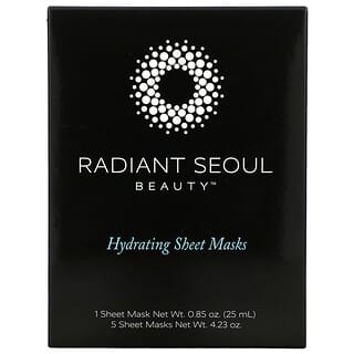Radiant Seoul, Mascarillas de belleza hidratantes en lámina, 5 mascarillas en lámina, 25 ml (0,85 oz) cada una