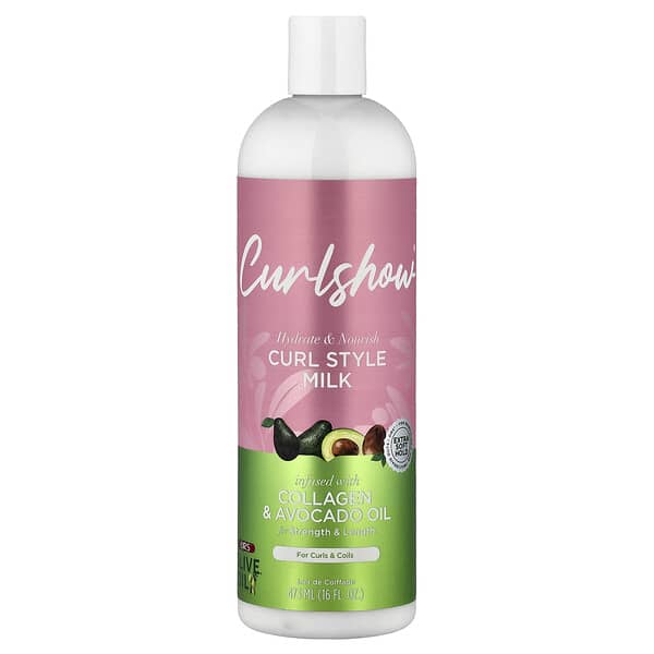 ORS, Curlshow® นมเคิร์ลสไตล์ผมผสมคอลลาเจนและน้ำมันอะโวคาโด สำหรับผมหยักศกและผมหยักศก ขนาด 16 ออนซ์ (