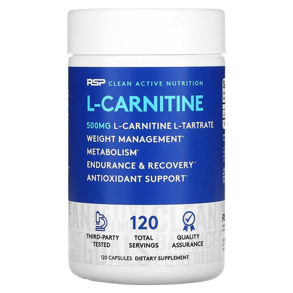 RSP Nutrition, L-カルニチン、体重管理、500mg、120粒