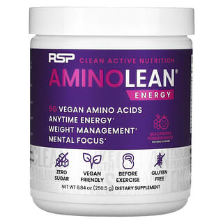 RSP Nutrition, AminoLean，必需氨基酸 + 隨時能量，黑莓石榴味，9.52 盎司（270 克）
