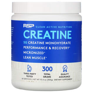 RSP Nutrition, Monohidrato de creatina en polvo, 5 g, 300 g (10,6 oz)