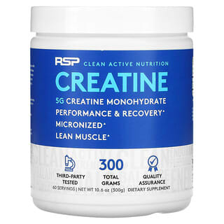 RSP Nutrition, Monohidrato de creatina en polvo, 5 g, 300 g (10,6 oz)