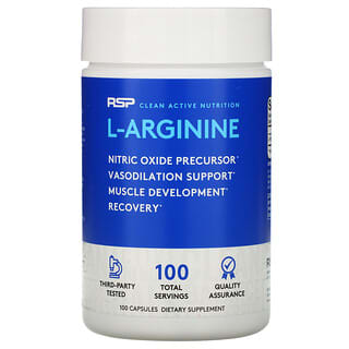 RSP Nutrition,  L-Arginin, Stickoxid + Gefäßerweiterung, 100 Kapseln