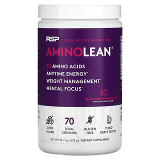 RSP Nutrition, AminoLean, Aminoácidos + Anytime Energy, Amora e Romã, 630 g (22,22 oz)
