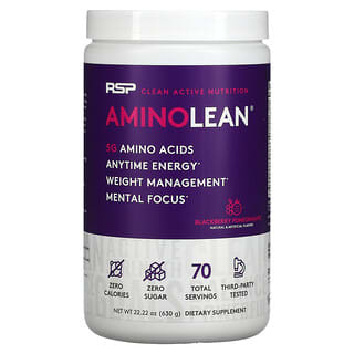 RSP Nutrition, AminoLean, аминокислоты + Anytime Energy, ежевика и гранат, 630 г (22,22 унции)