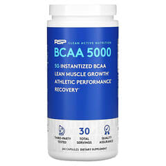 RSP Nutrition, BCAA 5000, водорастворимые аминокислоты с разветвленной цепью, 240 капсул