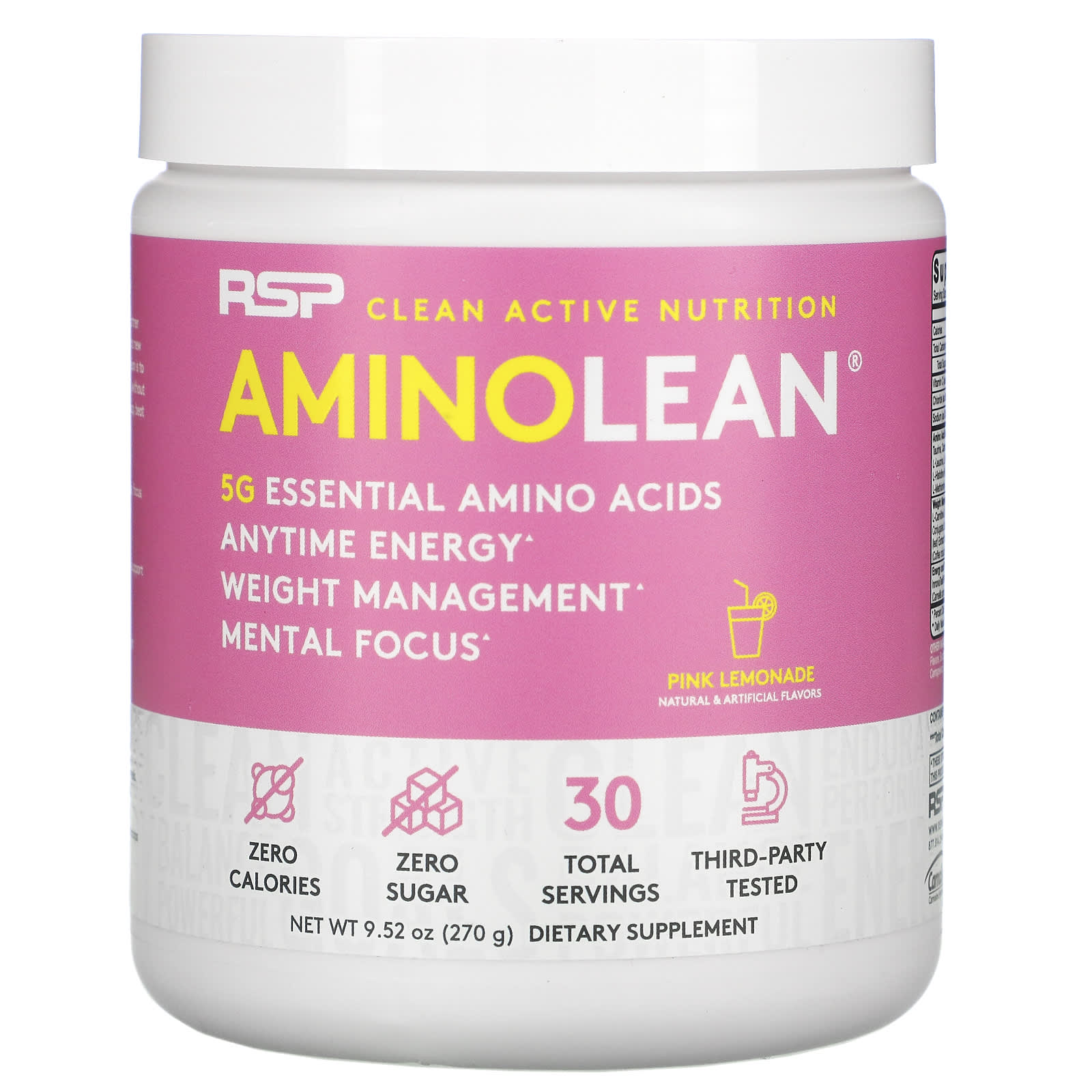 RSP Nutrition, AminoLean, Essential Amino Acids + Anytime Energy, Pink