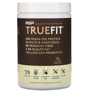 RSP Nutrition, Truefit, Boisson aux protéines de lactosérum provenant d'animaux nourris à l'herbe, Chocolat, 940 g