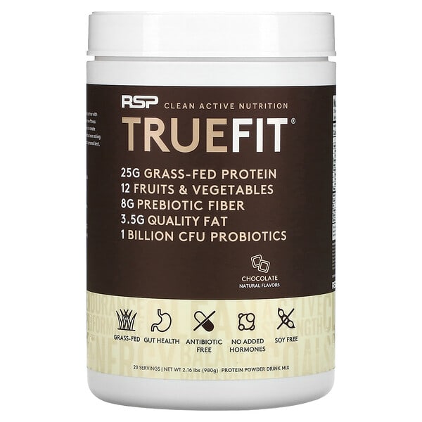 RSP Nutrition, TrueFit, Grass-Fed Protein Shake with Fruits & Vegetbles, Chocolate, 2.16 lbs (980 g)