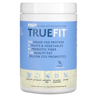 RSP Nutrition, TrueFit, Batido de proteína de suero de leche alimentado con pasturas con frutas y vegetales, Vainilla, 940 g (2 lb)