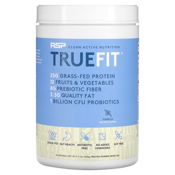 RSP Nutrition, Truefit，草飼乳清蛋白奶昔，含果蔬，香草味，2 磅（940 克）