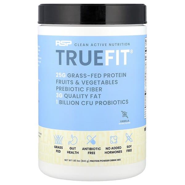 RSP Nutrition TrueFit®, Grass-Fed Protein Powder Drink Mix, Vanilla, 1.85 lbs (840 g)