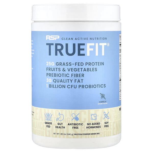 RSP Nutrition, TrueFit®, Grass-Fed Protein Powder Drink Mix, Vanilla, 1.85 lbs (840 g) — product photo 1