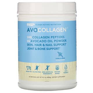 RSP Nutrition, AvoCollagen, Collagen Peptides & Avocado Oil Powder, Vanilla Bean, 14.1 oz (400 g)