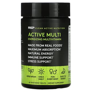 RSP Nutrition, Active Multi, 에너자이징 종합비타민, 식물성 정제 45정