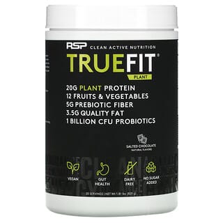 RSP Nutrition, Batido de proteína vegetal TrueFit, Chocolate salado, 820 g (1,81 lb)