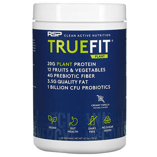 RSP Nutrition, Batido de proteína vegetal TrueFit, Reemplazo de comidas, Vainilla cremosa, 760 g (1,67 lb)