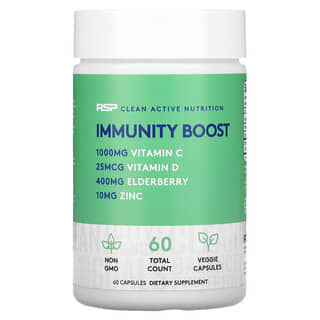RSP Nutrition, Renforcement de l'immunité, Soutien du système immunitaire + Vitamines et antioxydants + Production de cellules immunitaires, 60 capsules végétariennes