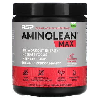 RSP Nutrition, AminoLean Max Pre-Workout Energy, Strawberry Lemonade, 9.85 oz (279 g)