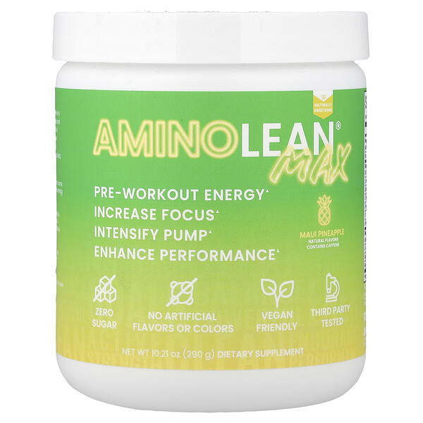 RSP Nutrition AminoLean® Max, Pre-Workout Energy, Maui Pineapple, 10.21 oz (290 g)