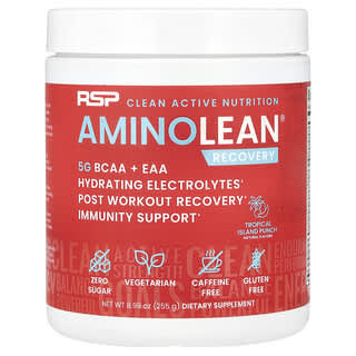 RSP Nutrition, AminoLean Recovery, Tropical Island Punch, Caffeine Free, 8.99 oz (255 g)