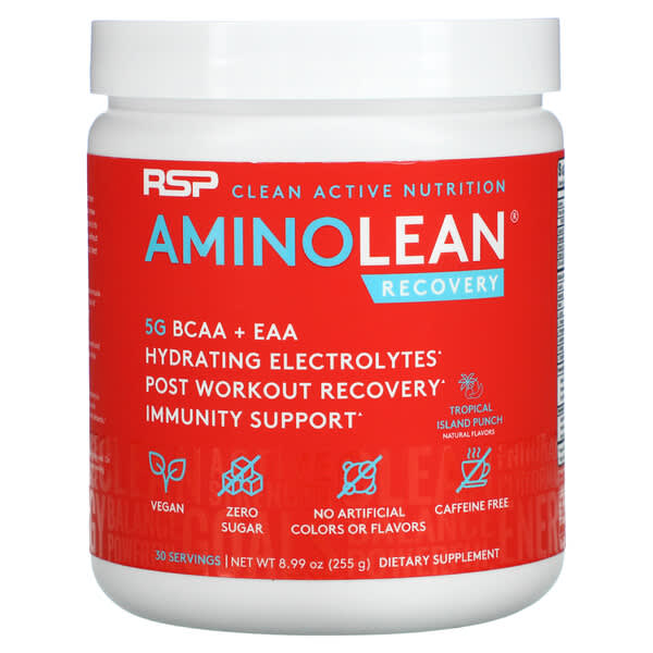 RSP Nutrition, AminoLean Recovery, Tropical Island Punch, koffeinfrei, 255 g (8,99 oz.)