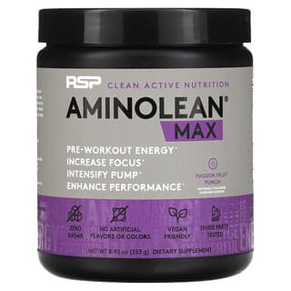 RSP Nutrition, AminoLean Max Pre-Workout Energy, Passion Fruit Punch, 8.92 oz (253 g)
