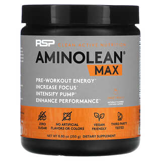 RSP Nutrition, AminoLean Max для передтренувальної енергії, солодкий персик, 250 г (8,8 унції)