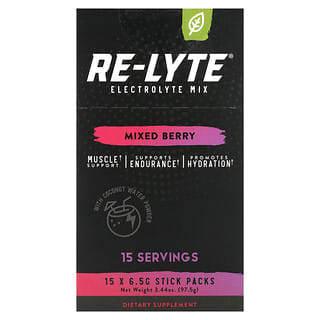 Redmond Trading Company, Re-Lyte Electrolyte Mix, Mixed Berry, 15 Stick Packs, 0.23 oz (6.5 g) Each