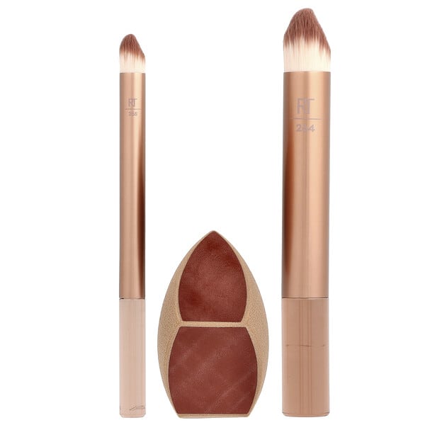 Real Techniques, Σφουγγάρι Makeupsaver με τρίο πινέλο, σετ 3 τεμαχίων