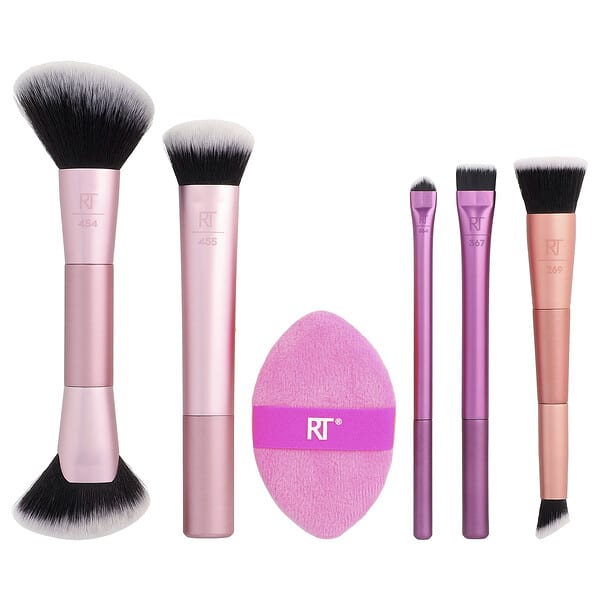 Real Techniques, 풍성한 에너지 블렌딩, 브러시 + 양면 퍼프 세트, 6종 세트