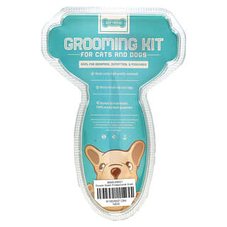 Ruff 'N Ruffus, Grooming Kit for Cats and Dogs, Gel Rake & Nail Clipper, Aqua, 1 Gel Rake 1 Nail Clipper