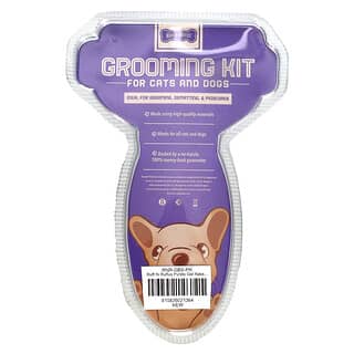 Ruff 'N Ruffus, Grooming Kit for Cats and Dogs, Gel Rake & Nail Clipper, Purple, 1 Gel Rake 1 Nail Clipper