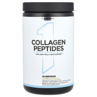 Rule One Proteins, Collagen Peptides + Vitamin C and Hyaluronic Acid, Vanilla Cream, 8.11 oz (230 g)