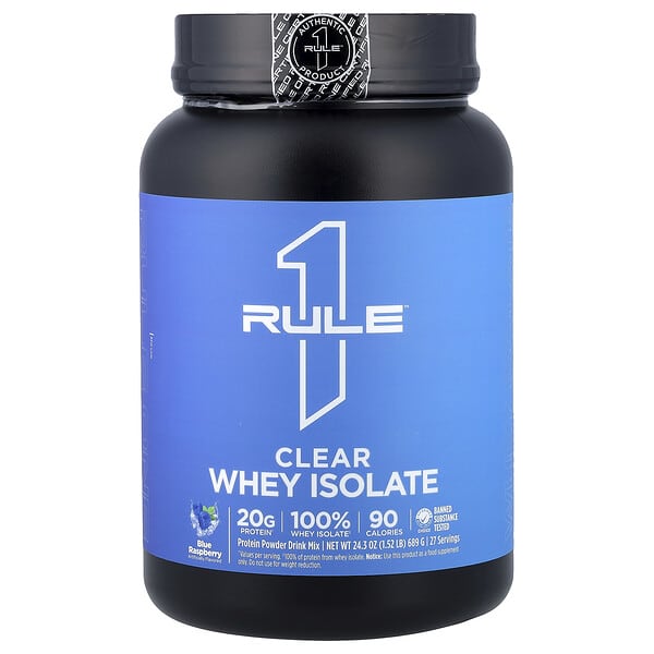 Rule One Proteins, Clear Isolate™, 블루 라즈베리, 689g(1.52lb)