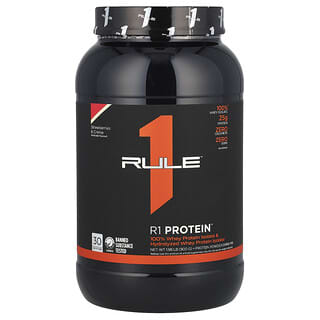 Rule One Proteins, R1, протеиновая смесь для приготовления напитка, со вкусом клубники с кремом, 900 г (1,98 фунта)