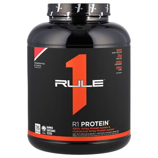 رول وان بروتينز‏, مزيج شراب مسحوق البروتين R1 ، فراولة وكريمة ، 5.03 رطل (2.28 كجم)