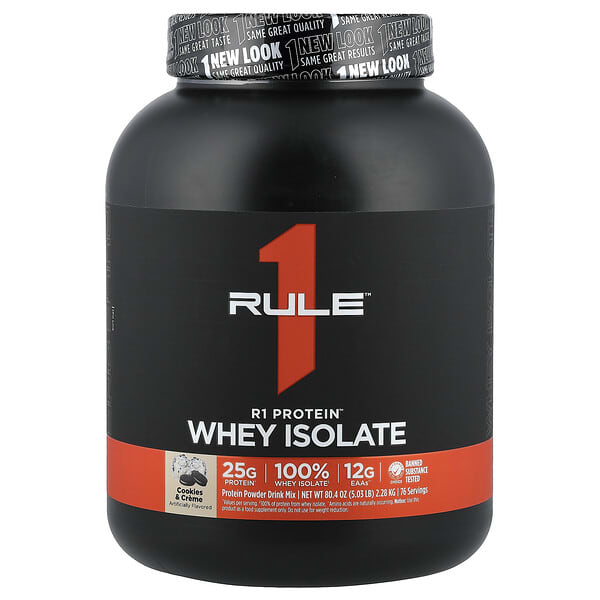 Rule One Proteins, R1 Protein™ เวย์ไอโซเลต รสคุกกี้และครีม ขนาด 5.03 ปอนด์ (2.28 กก.)